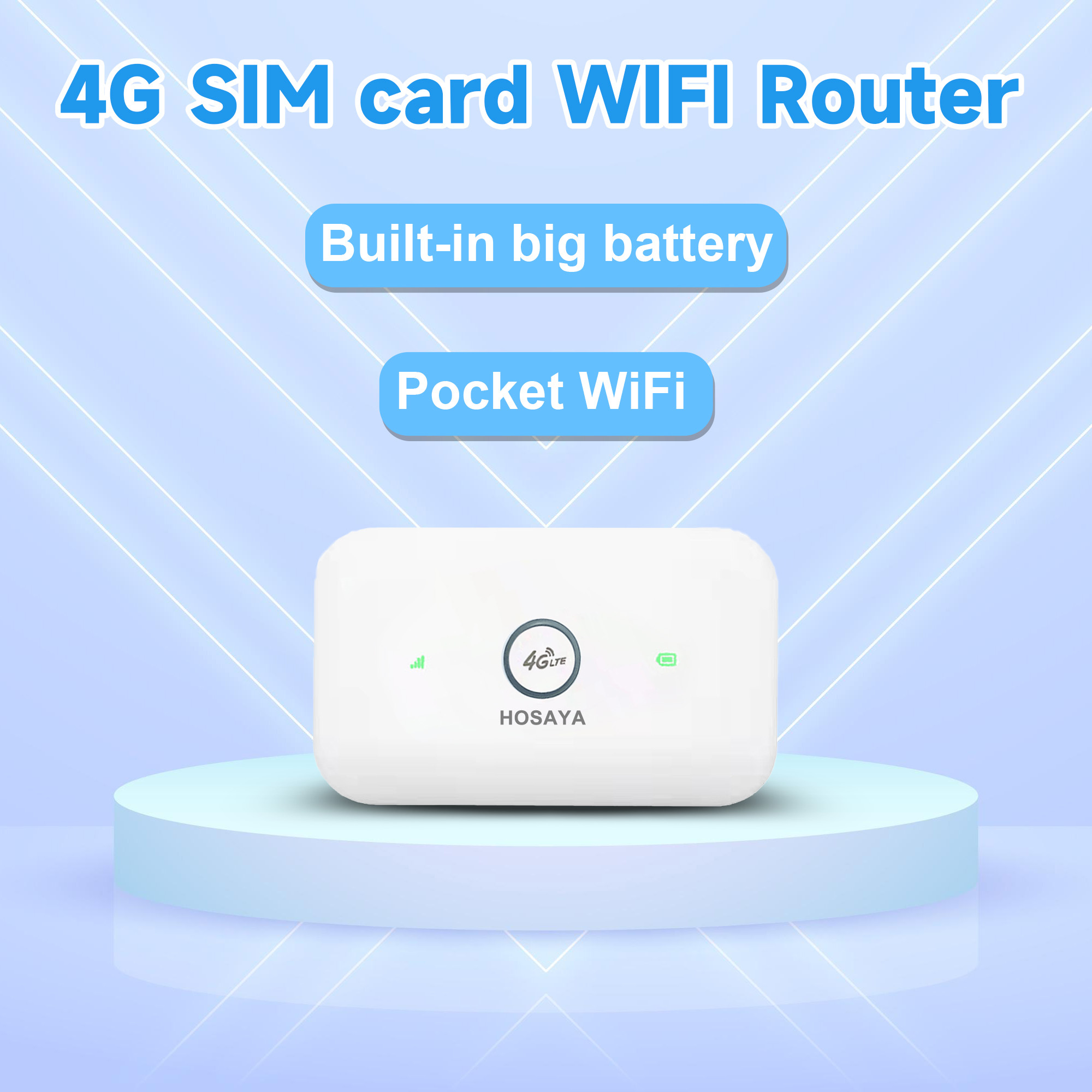 HOSAYA 4G SIM card wifi router portable wifi modem 4G CPE hotspot 8 WIFI Users | 2100mAh Removable Battery