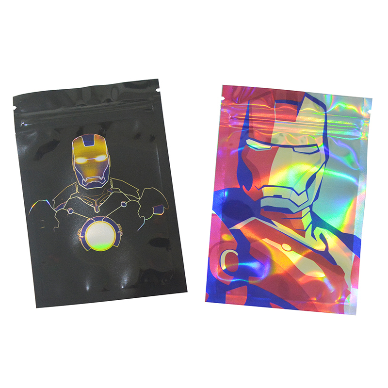 Customized Childproof Zipper Stand-Up Holographic Mylar Bag Smell Proof Custom Printed 3.5 Inch PET PE Plastic Bags Packaging