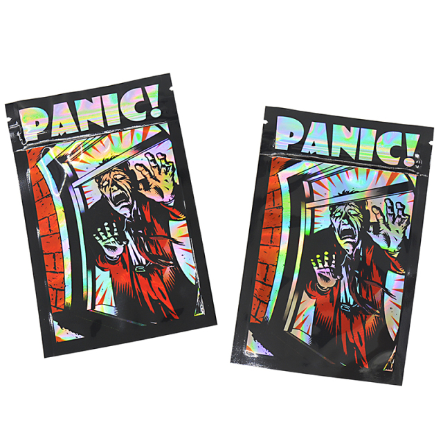 Customized Childproof Zipper Stand-Up Holographic Mylar Bag Smell Proof Custom Printed 3.5 Inch PET PE Plastic Bags Packaging