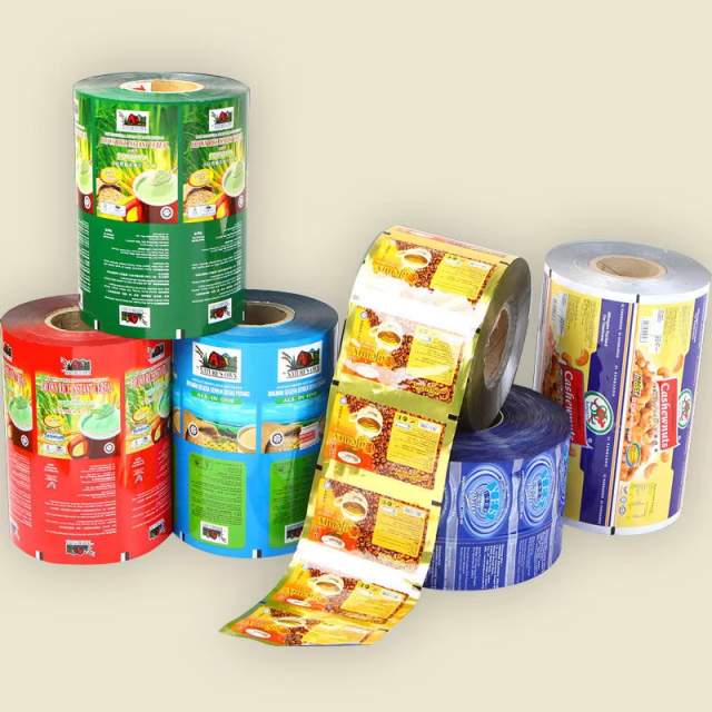 Customized Printed Food Grade Aluminum Foil Metallic Plastic Packaging roll film For Beef Jerky