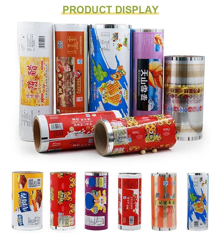Custom print foil aluminum laminated juice popsicle potato chip snack flexible soft food grade packaging plastic roll film stock