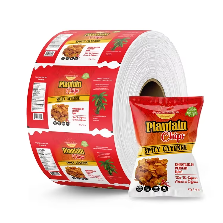Custom print foil aluminum laminated juice popsicle potato chip snack flexible soft food grade packaging plastic roll film stock