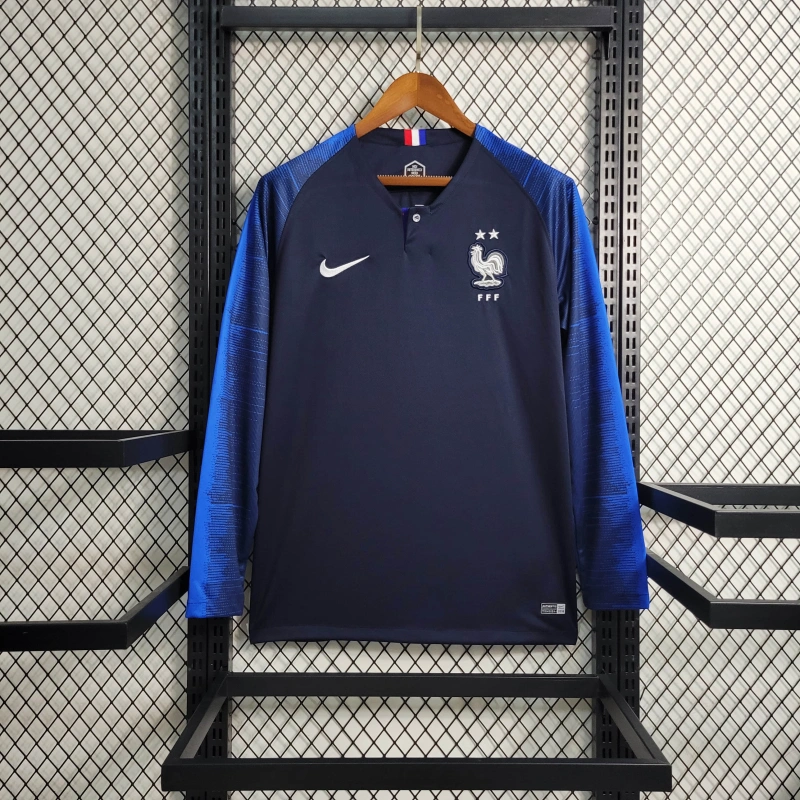 Retro 2018 World Cup France Home Long Sleeve Size S-XXL
