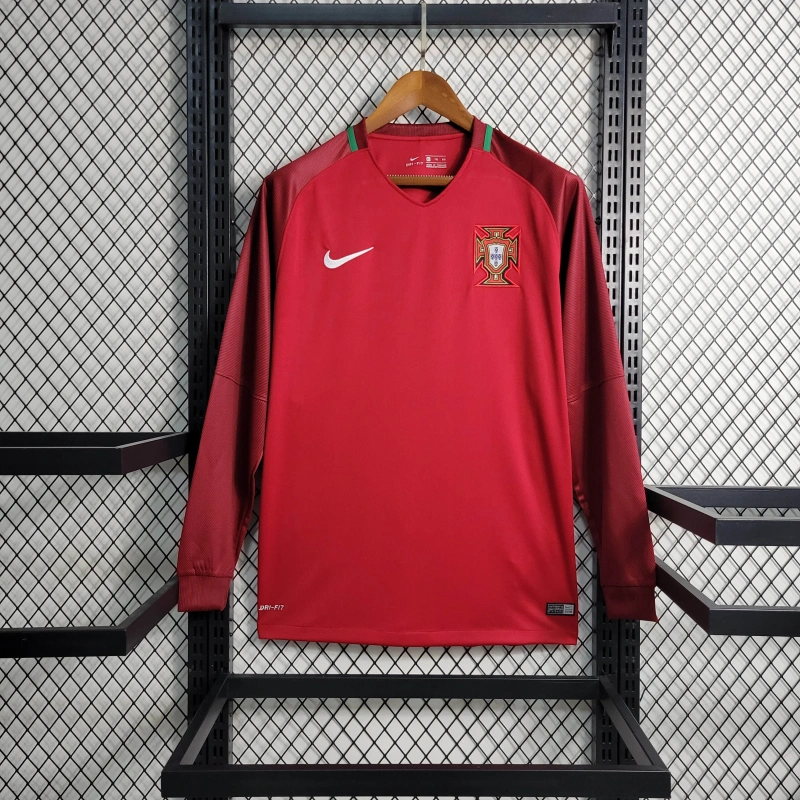 Retro 16/17 Portugal Home Long Sleeve Size S-XXL