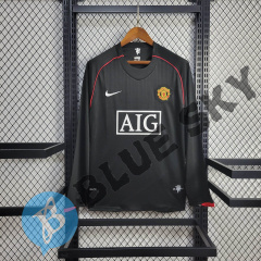 Manchester United Black Long sleeve 2007/08 Retro Football Team Shirt