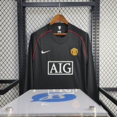 Manchester United Black Long sleeve 2007/08 Retro Football Team Shirt