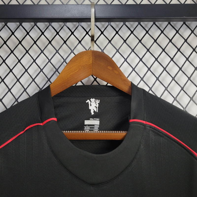 Manchester United Black Long sleeve 2007/08 Retro Football Team Shirt