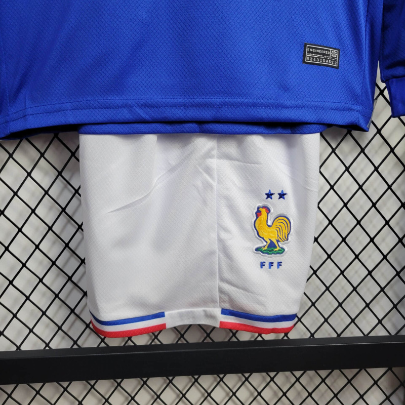 France Home 24/25 KIDS Long sleeve Football Team Shirt