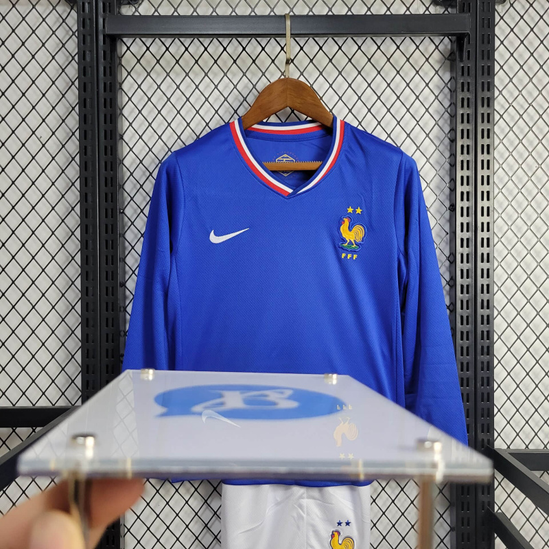 France Home 24/25 KIDS Long sleeve Football Team Shirt