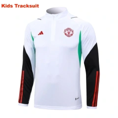 Kids Manchester United 23/24 Half-Zip Training Sweatshirt and Pants Set White E713