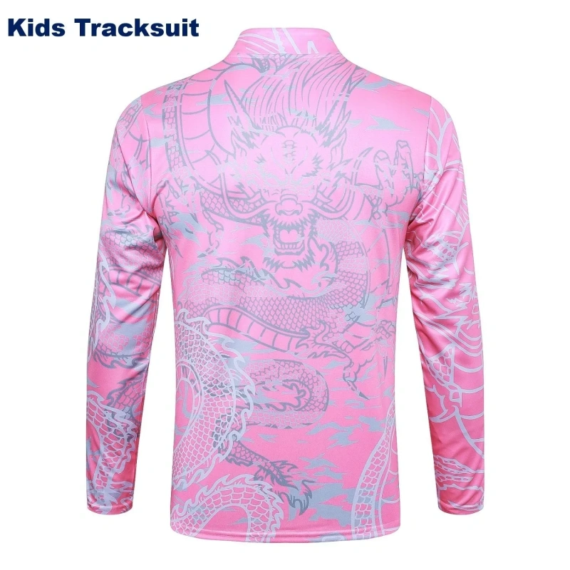 Kids Real Madrid 23/24 Half-Zip Training Sweatshirt and Pants Set Pink E769 - PM