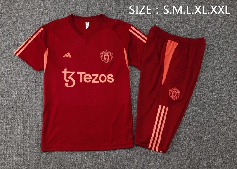 Manchester United 23/24 Training Shirt and 3/4 Pants Set Blue D955
