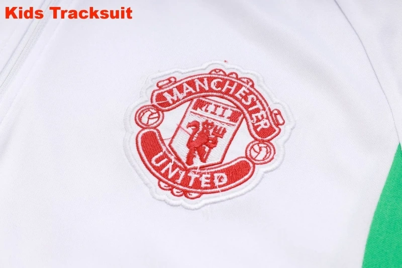 Kids Manchester United 23/24 Half-Zip Training Sweatshirt and Pants Set White E713