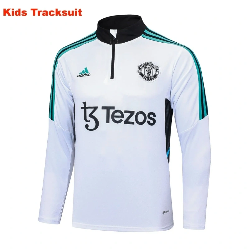 Kids Manchester United 23/24 Half-Zip Training Sweatshirt and Pants Set White E714