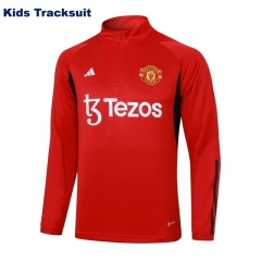 Kids Manchester United 23/24 Half-Zip Training Sweatshirt and Pants Set Red E742