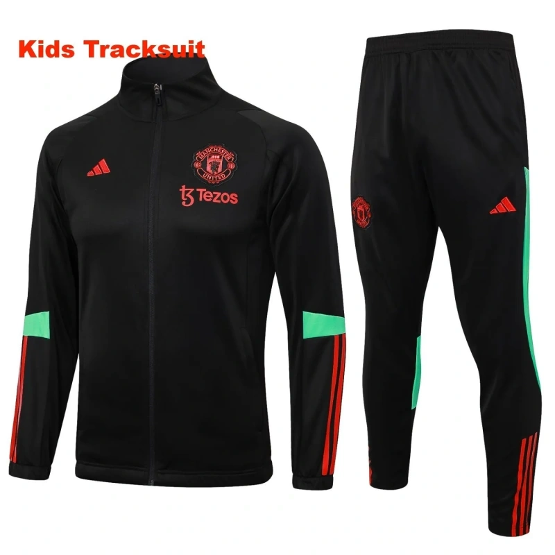 Kids Manchester United 23/24 Training Jacket and Pants Set Black E717