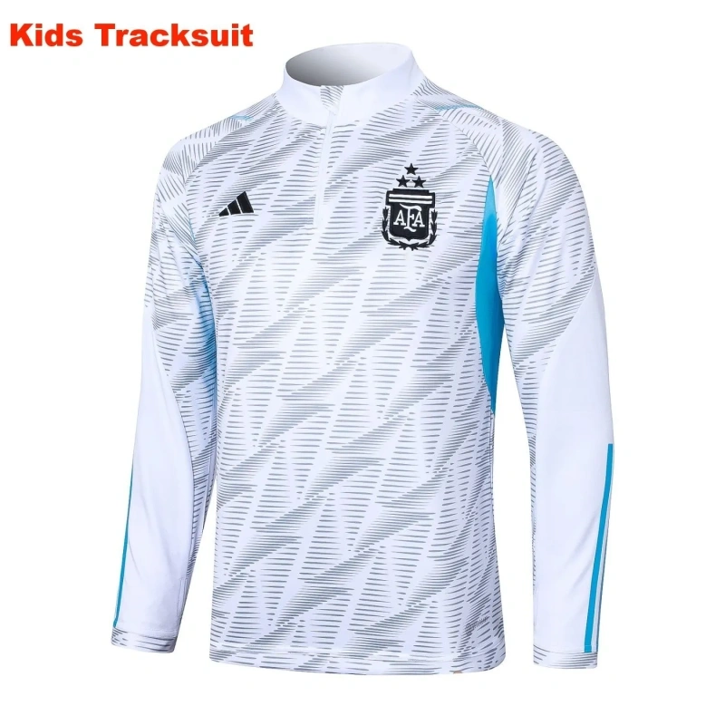 Kids Argentina 23/24 Half-Zip Training Top and Pants Set White E766 - PM