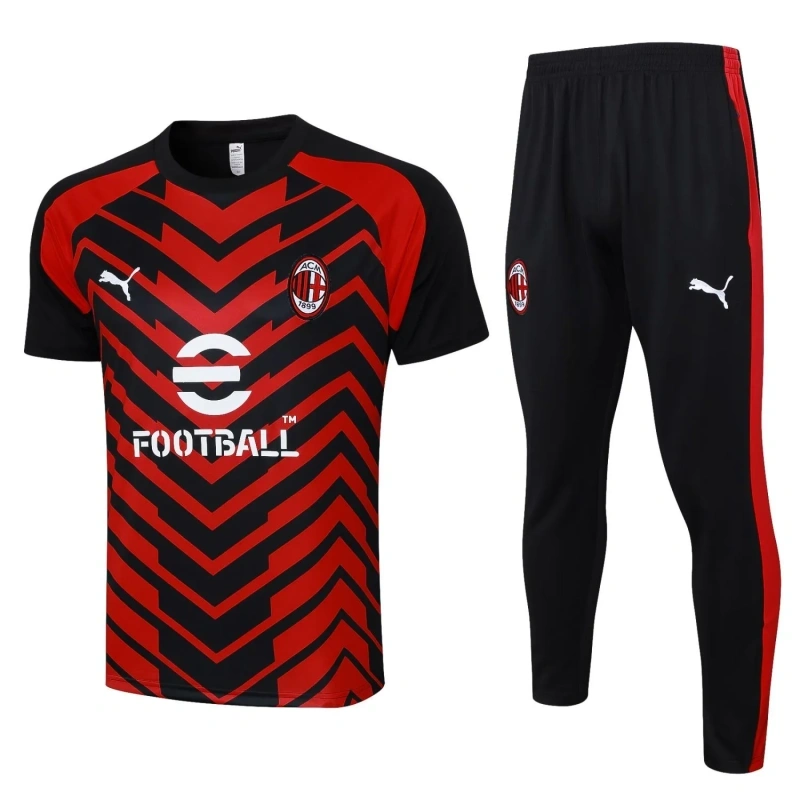 AC Milan 23/24 Training Shirt and Pants Set Black&Red C1056