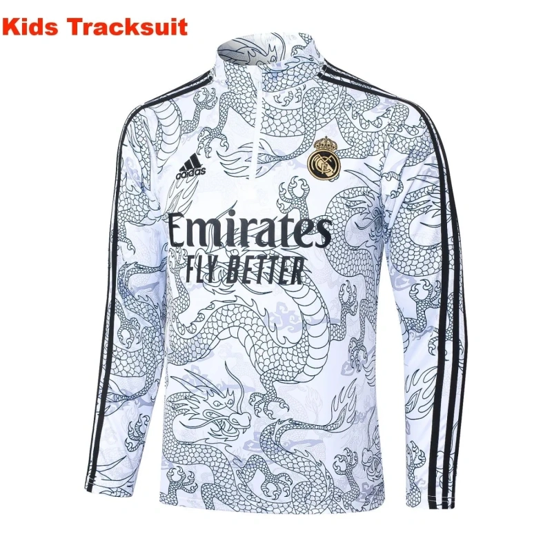Kids Real Madrid 23/24 Half-Zip Training Sweatshirt and Pants Set White E768