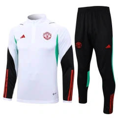 Manchester United 23/24 Half-Zip Training Top and Pants Set White B677