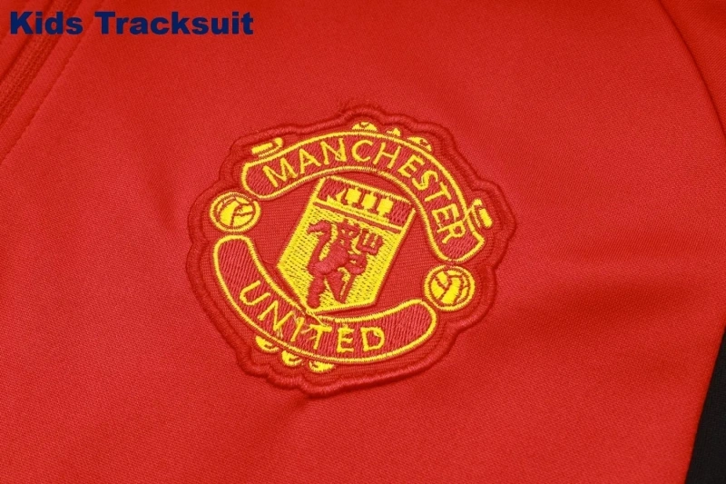 Kids Manchester United 23/24 Half-Zip Training Sweatshirt and Pants Set Red E742