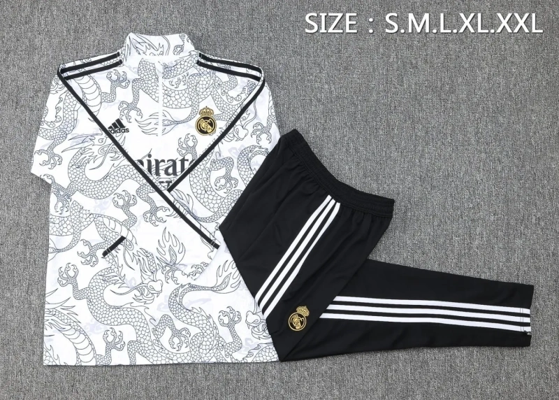 Real Madrid 23/24 Half-Zip Training Top and Pants Set White B768 - PM