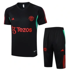 Manchester United 23/24 Training Shirt and 3/4 Pants Set Black D945