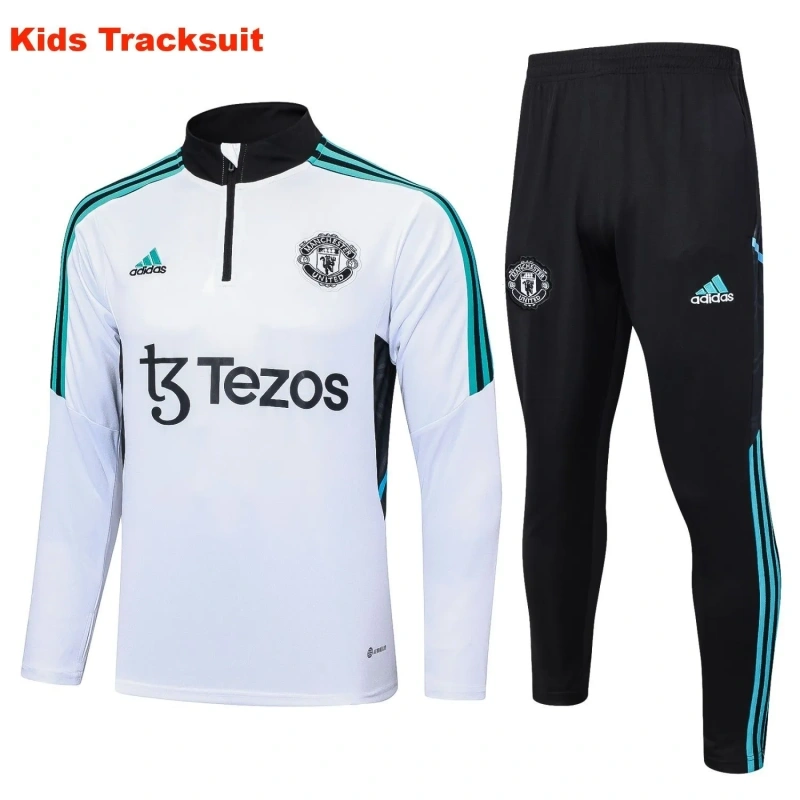 Kids Manchester United 23/24 Half-Zip Training Sweatshirt and Pants Set White E714