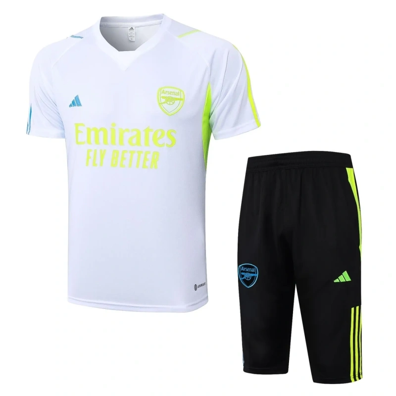 Arsenal 23/24 Training Shirt and 3/4 Pants Set White D947