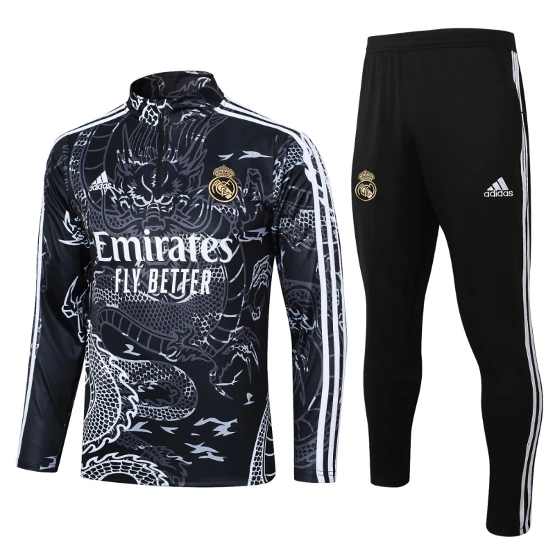 Real Madrid 23/24 Half-Zip Training Top and Pants Set Black B758 - PM