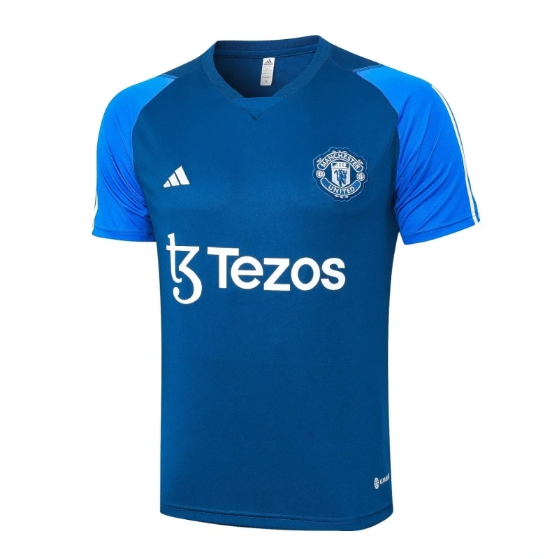 Manchester United 23/24 Training Shirt and 3/4 Pants Set Blue D943