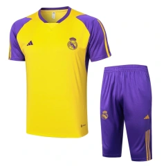 Real Madrid 23/24 Training Shirt and 3/4 Pants Set Yellow D988