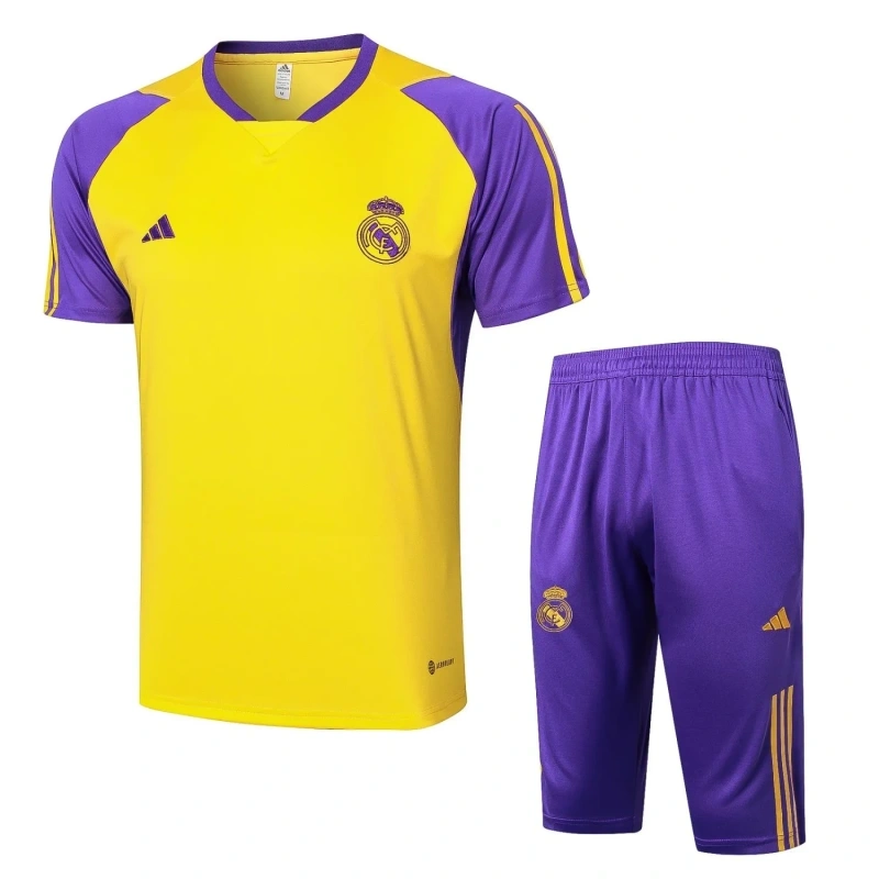 Real Madrid 23/24 Training Shirt and 3/4 Pants Set Yellow D988
