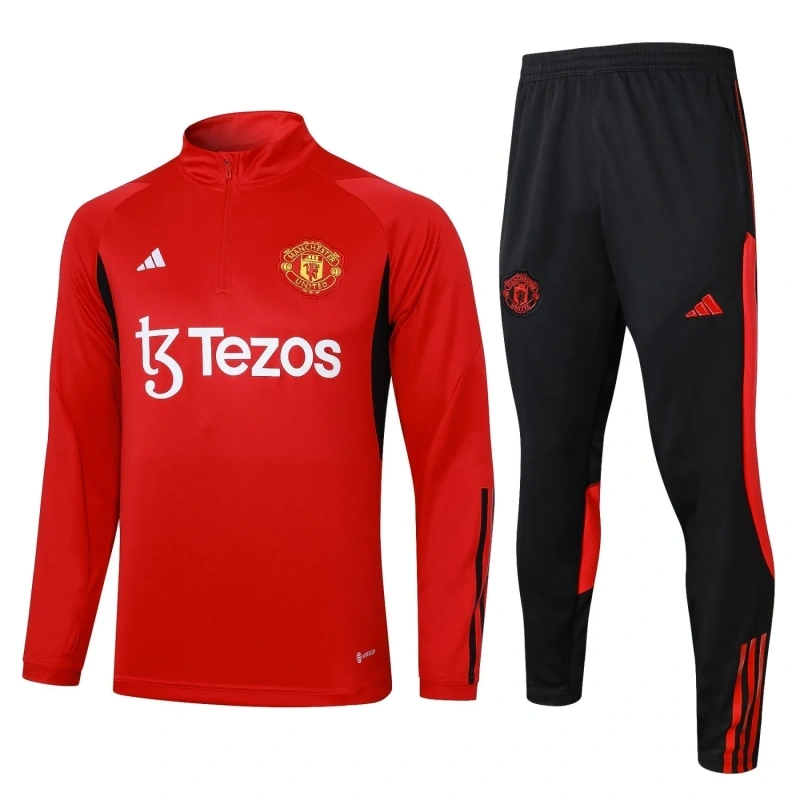 Manchester United 23/24 Half-Zip Training Top and Pants Set Red B762