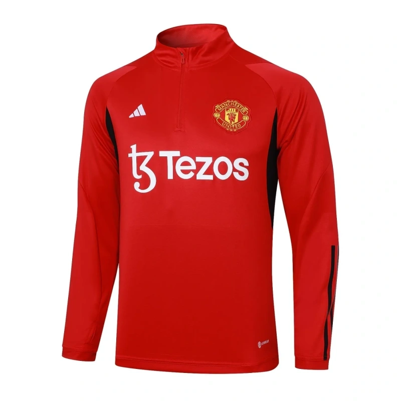 Manchester United 23/24 Half-Zip Training Top and Pants Set Red B762