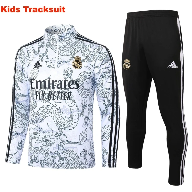 Kids Real Madrid 23/24 Half-Zip Training Sweatshirt and Pants Set White E768