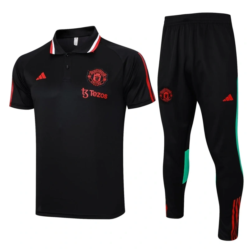 Manchester United 23/24 Polo and Pants Set Black C1048