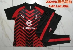AC Milan 23/24 Training Shirt and Pants Set Black&Red C1056