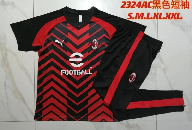 AC Milan 23/24 Training Shirt and Pants Set Black&Red C1056