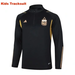Kids Argentina 23/24 Half-Zip Training Top and Pants Set Black E741