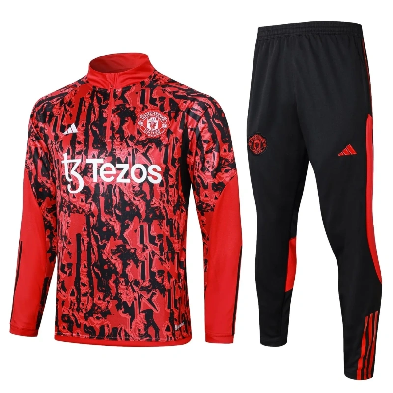 Manchester United 23/24 Half-Zip Training Top and Pants Set Red B741 - PM