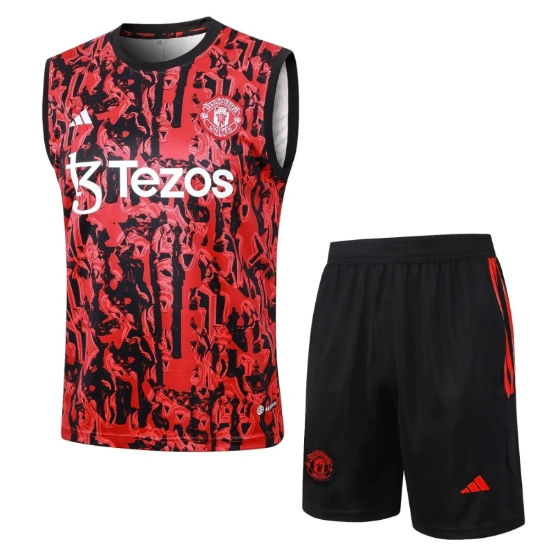 Manchester United 23/24 Sleeveless Jersey and Shorts Set Red D986 - PM