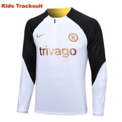 Kids Chelsea 23/24 Half-Zip Training Sweatshirt and Pants Set White E767