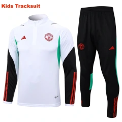 Kids Manchester United 23/24 Half-Zip Training Sweatshirt and Pants Set White E713