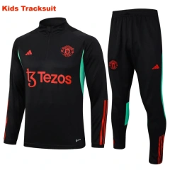 Kids Manchester United 23/24 Half-Zip Training Sweatshirt and Pants Set Black E712