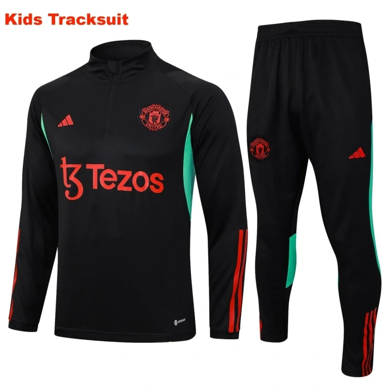 Kids Manchester United 23/24 Half-Zip Training Sweatshirt and Pants Set Black E712