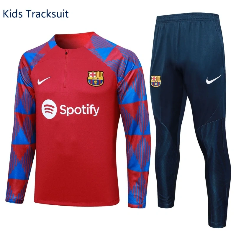 Kids Barcelona 23/24 Half-Zip Training Sweatshirt and Pants Set Red E723