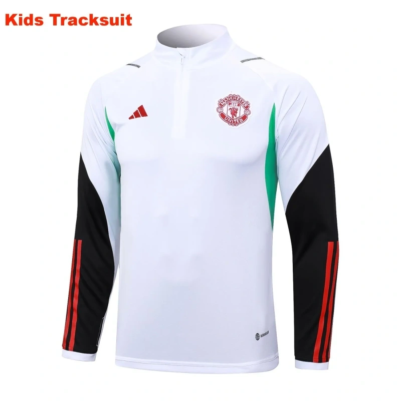 Kids Manchester United 23/24 Half-Zip Training Sweatshirt and Pants Set White E713