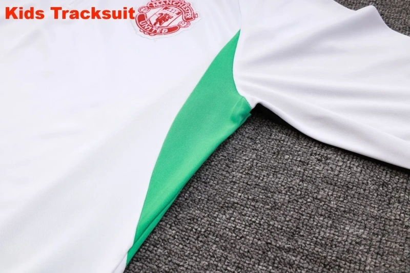 Kids Manchester United 23/24 Half-Zip Training Sweatshirt and Pants Set White E713