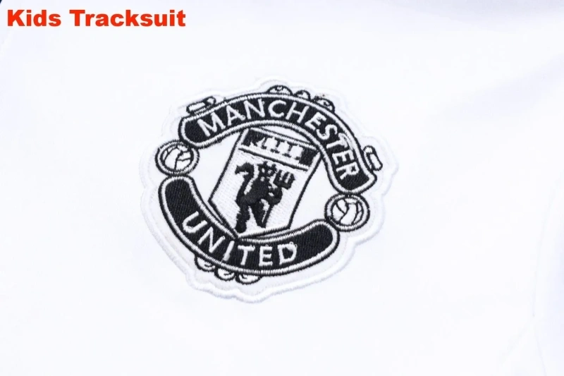 Kids Manchester United 23/24 Half-Zip Training Sweatshirt and Pants Set White E714
